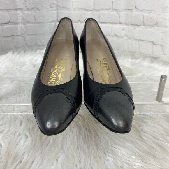 Salvatore Ferragamo Women’s Minimalist Color-Block Designer Leather Pump US 6.5B - Picture 5 of 15